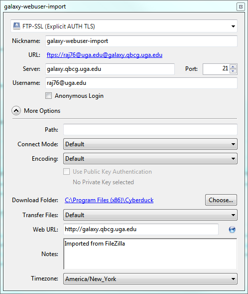 how to use filezilla to transfer files to galaxy
